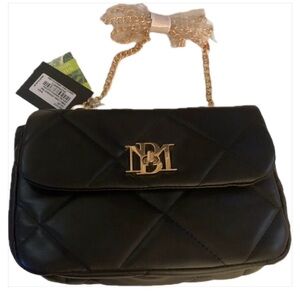 NWT Badgley Mischka Vegan Leather Small Chain Handbag Black